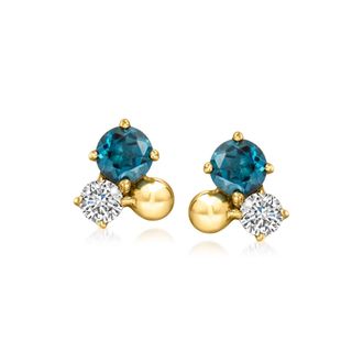 RS Pure by Ross-Simons London Blue Topaz and. Lab-Grown Diamond Earrings in 18kt Gold Over Sterling