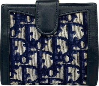 Dior Navy Canvas Leather Wallet (Bi-Fold) (Pre-Owned)