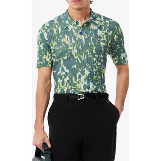 Lacoste Print Rib Polo in Blue/Light Pink/Green at Nordstrom, Size 3