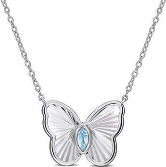 Delmar Marquise Cut Created Alexandrite Butterfly Pendant Necklace in Blue at Nordstrom Rack