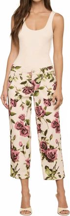 L'agence Blaine Cropped Stovepipe Jean In Ecru / Mauve Romantic Rose