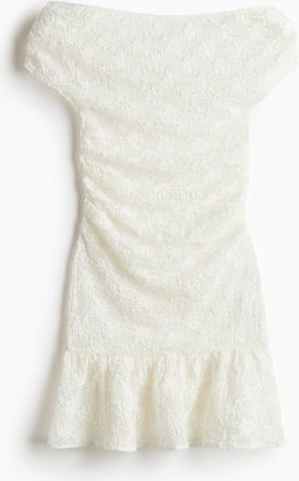 H&M Drapiertes Off-Shoulder-Kleid - White