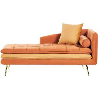 Beliani Beliani - Chaise longue da salotto imbottita e spessa in velluto arancione Gonesse
