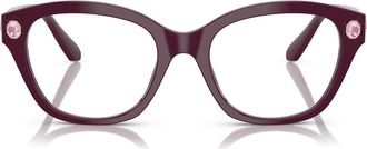 Swarovski 51mm Pillow Optical Glasses in Burgundy at Nordstrom