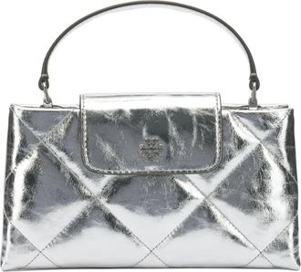 Tory Burch Tassen, Dames, Grijs, ONE Size, Leer, Kira Diamond-Quilted East-West Top Handle Bag