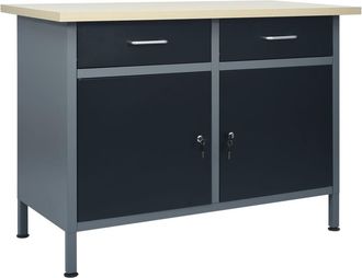 vidaXL Vidaxl - Banco De Trabajo De Acero Negro 120x60x85 Cm