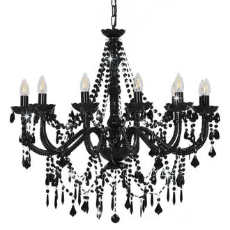 Berkfield Home Beautiful Chandelier with Beads Black 12 x E14 Bulbs