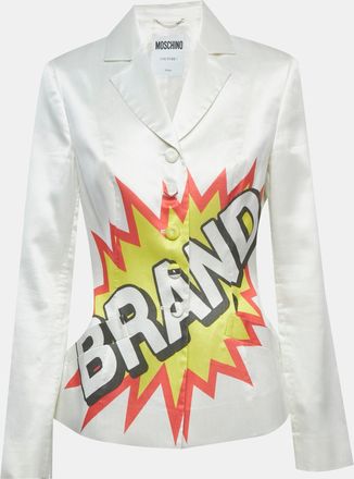 Moschino Couture White Brand Print Cotton Blend Blazer