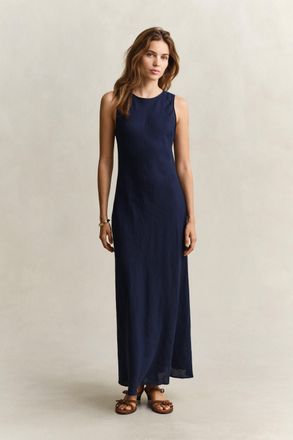 GANT Women Bias Cut Linen Midi Dress (34) EVENING BLUE