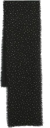 Faliero Sarti crystal-embellished frayed scarf - women - Virgin Wool/Polyamide/Cashmere - One Size - Black