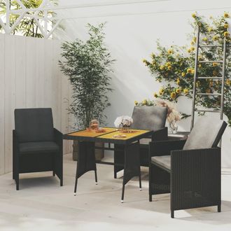 vidaXL Mesa De Jard&iacute;n Rat&aacute;n Sint&eacute;tico Y Acacia Maciza Negro 70x70x72cm Vidaxl