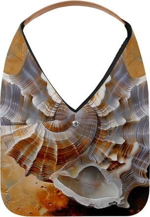 Generic Shell Painting Reusable Lightweight Grocery Bags - Foldable Into Compact Pouch, Washable & Sturdy, Multipurpose for Shopping and Travel