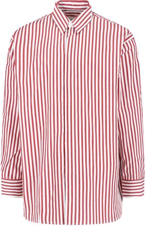 Ami Red Vertical Stripe Cotton Casual Shirt