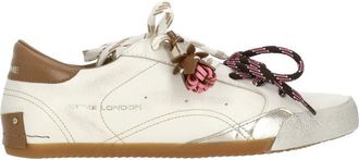 Crime London White Sneakerina Double Laces Leather Sneakers