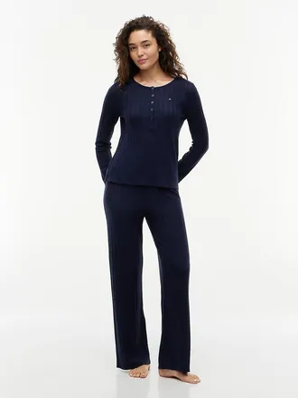 Tommy Hilfiger Womens Henley T-Shirt & Pant Sleep Set - SKY CAPTAIN - XL