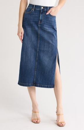 7 For All Mankind Side Slit Denim Midi Skirt in Lapis at Nordstrom Rack, Size 24