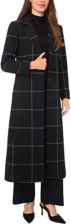 Halogen Windowpane Check Longline Jacket in Rich Black at Nordstrom Rack, Size X-Small