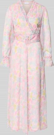 Vila Maxikleid mit G&uuml;rtel und R&uuml;schen Modell EMMA in Hellrosa, Gr&ouml;&szlig;e 34