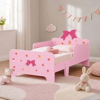STILVORA Bed Frame 140x70cm with safety rails pink | Size: Junior