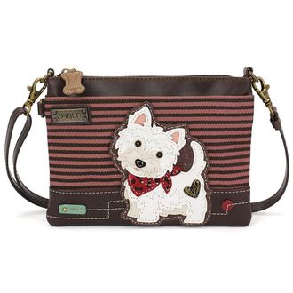 Chala Mini Crossbody/Purse with Convertible Strap Stylish, Compact, Versatile, Westie - Burgundy Stripe, One Size
