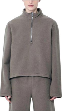 Rier Wool Fleece Half-Zip Sweatshirt - Heren - Vesten met rits - Bruin - S - Wol - Hoodies & sweatvesten