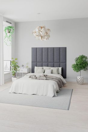 Aspire Home Accents EasyMount Wall Mounted Upholstered Panels, Modular DIY Headboard in Plush Velvet Fabric (Pack of 8) in Navy