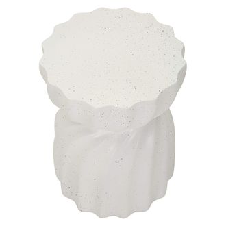 Dmora Mesa De Centro Galava, Adecuada Para Interior/exterior, Forma Redonda, Color De Superficie Blanco, 44x55x44h Cm M&aacute;rmol Blanco