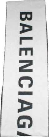 Balenciaga Macro Logo Scarf - Heren - Wintersjaals - Wit - ONE Size - Wol - Accessoires