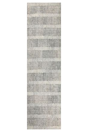 Wecon Home Alfombra beige y gris tejida a mano con rayas 80x230