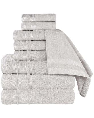 Superior 9Pc Zero Twist Cotton Dobby Border Plush Soft Absorbent Towel Set