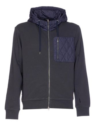 Herno Sweater met gewatteerd vlak en capuchon en rits - Blauw