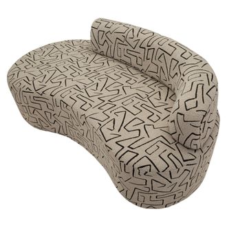 Dmora Sof&aacute; Fijo 2 Plazas Dadato, Dise&ntilde;os Geom&eacute;tricos, 2 Asientos, Estructura Negra, 93x45x178h Cm Beige
