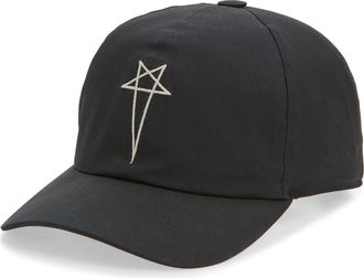 Rick Owens Embroidered Cotton Baseball Cap in Black/Pearl at Nordstrom, Size Medium