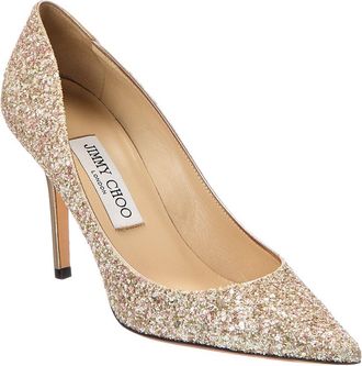 Jimmy Choo London Agnes Glitter & Leather Pump