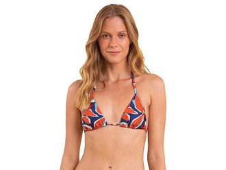 Rio de Sol Seamless Triangle Bikini Top Womens Small Multicolor Swimwear ERK648