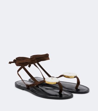 Amanu Studio Vamizi embellished suede thong sandals