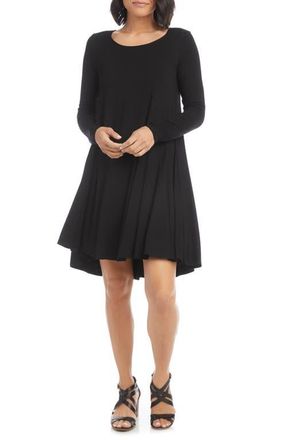 Karen Kane Maggie Long Sleeve Jersey Trapeze Dress in Black at Nordstrom, Size X-Smallp