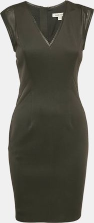 Balmain Black Jersey And Mesh V-Neck Bodycon Dress
