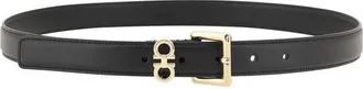 Ferragamo Calf Leather with Gancini Buckle Belt - Black