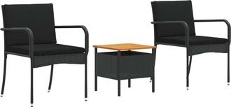 vidaXL Conjunto De Jard&iacute;n Negro Rat&aacute;n Sint&eacute;tico Vidaxl