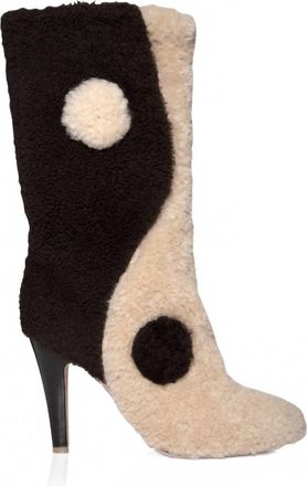 Brother Vellies Womens 20-20 Shearling Boot In Dark Brown/cream
