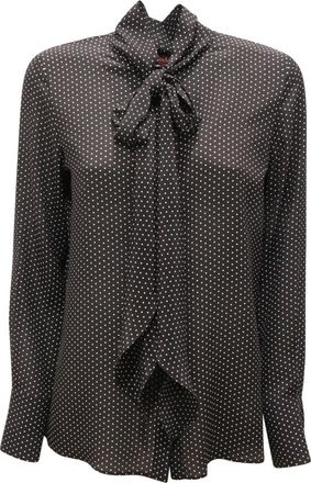 Max Mara Overhemden, Dames, Zwart, L, Zijden blouse met manchetknopen