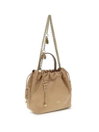 Chlo&eacute; Womens Icons Leather Chain Shoulder Bag Light Tan Lamb Ovis Aries