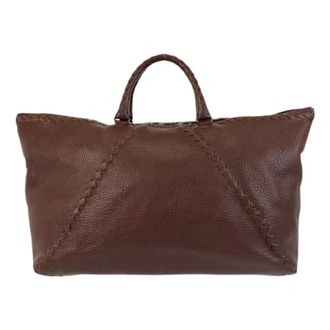 Bottega Veneta Pre-owned Weekend Bags, male, Brown, Size: ONE SIZE Pre-owned Intrecciato Brown Leather Tote Bag
