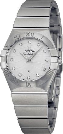 Omega Pre-owned Omega Constellation Diamond White Mother of Pearl (Wave Pattern) Dial Ladies Watch 123.10.27.60.55.003
