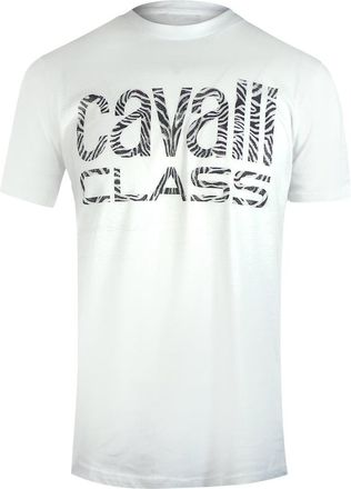 Cavalli Opvallend Zebraprint Logo Wit T-shirt