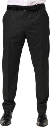 Dolce & Gabbana Mens Cotton Pinstriped Trousers Black
