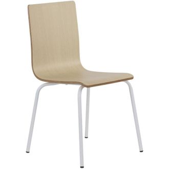 OEM Silla De Contrachapado Natural Con Estructura Blanca. Modelo Werdi B