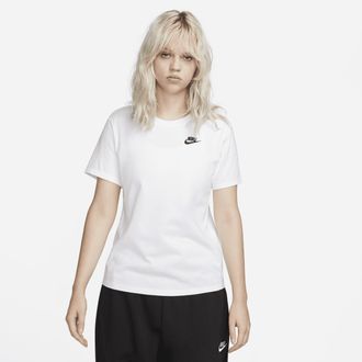 Nike Womens Nike Sportswear Club Essentials T-Shirt in White | DX7902-100