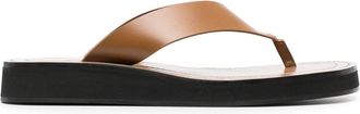 The Row Brown Ginza Leather Platform Sandals - Womens - Leather